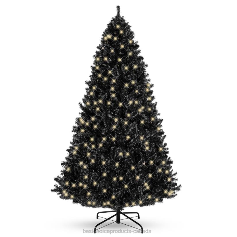 4LT2111 Metal Stand Best Choice Products Pre-Lit Artificial Black Christmas Tree w/ Incandescent Lights