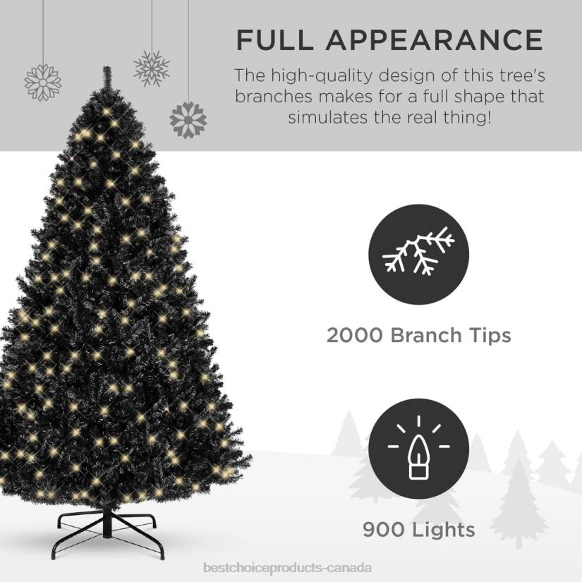 4LT2112 Metal Stand Best Choice Products Pre-Lit Artificial Black Christmas Tree w/ Incandescent Lights