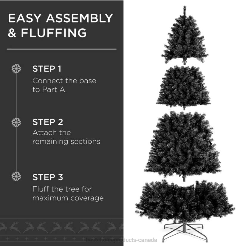 4LT2112 Metal Stand Best Choice Products Pre-Lit Artificial Black Christmas Tree w/ Incandescent Lights