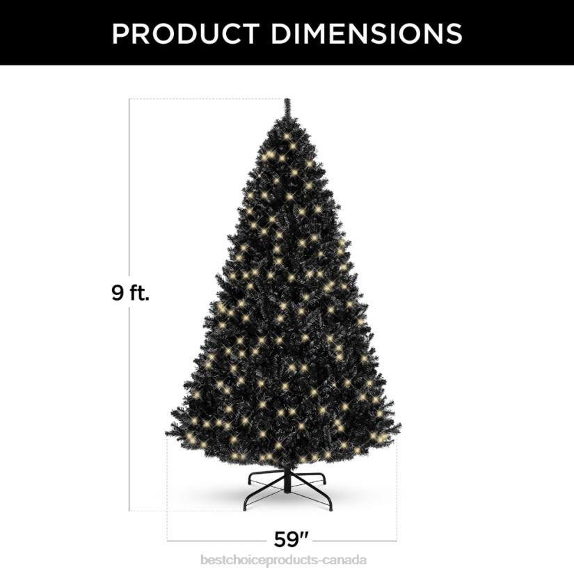 4LT2112 Metal Stand Best Choice Products Pre-Lit Artificial Black Christmas Tree w/ Incandescent Lights