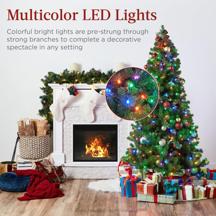 4LT211 Beauty Best Choice Products Pre-Lit Artificial Spruce Christmas Tree w/ Multicolored LED Lights