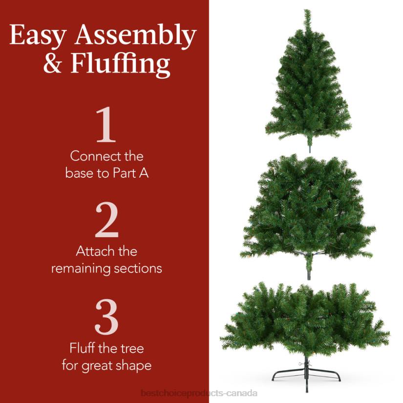 4LT211 Beauty Best Choice Products Pre-Lit Artificial Spruce Christmas Tree w/ Multicolored LED Lights