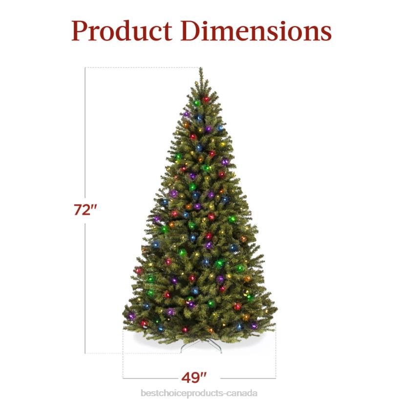 4LT211 Beauty Best Choice Products Pre-Lit Artificial Spruce Christmas Tree w/ Multicolored LED Lights