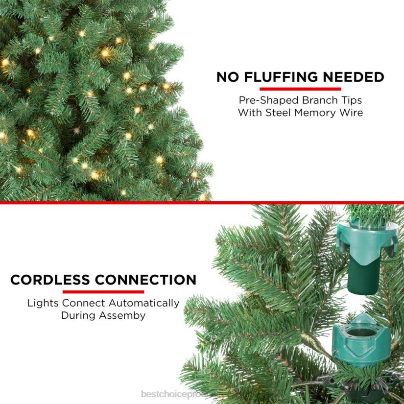 4LT2131 Multicolor Best Choice Products Pre-Lit Instant No Fluff Artificial Spruce Christmas Tree w/ Memory Branches