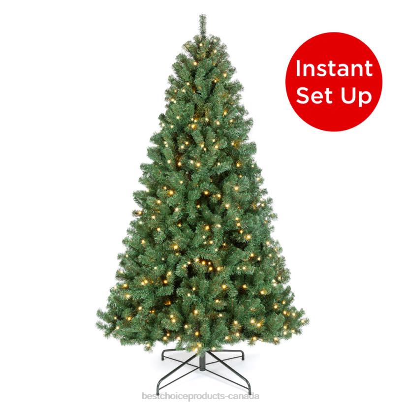 4LT2131 Multicolor Best Choice Products Pre-Lit Instant No Fluff Artificial Spruce Christmas Tree w/ Memory Branches