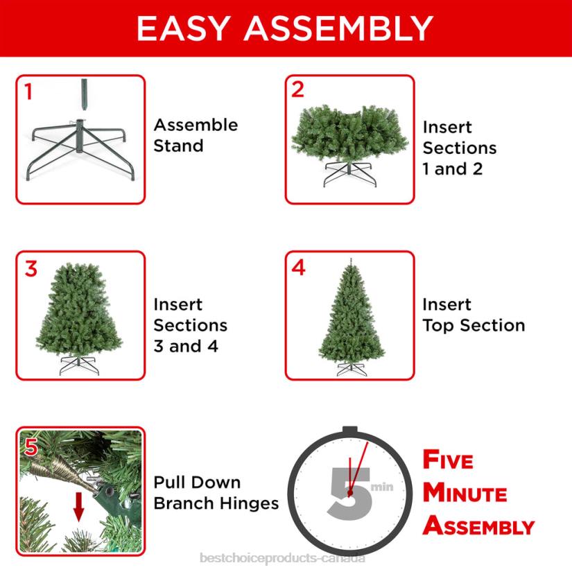 4LT2131 Multicolor Best Choice Products Pre-Lit Instant No Fluff Artificial Spruce Christmas Tree w/ Memory Branches