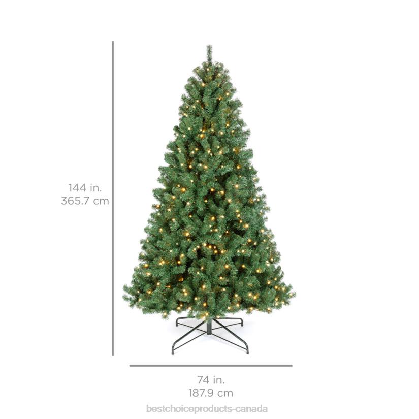 4LT2131 Multicolor Best Choice Products Pre-Lit Instant No Fluff Artificial Spruce Christmas Tree w/ Memory Branches