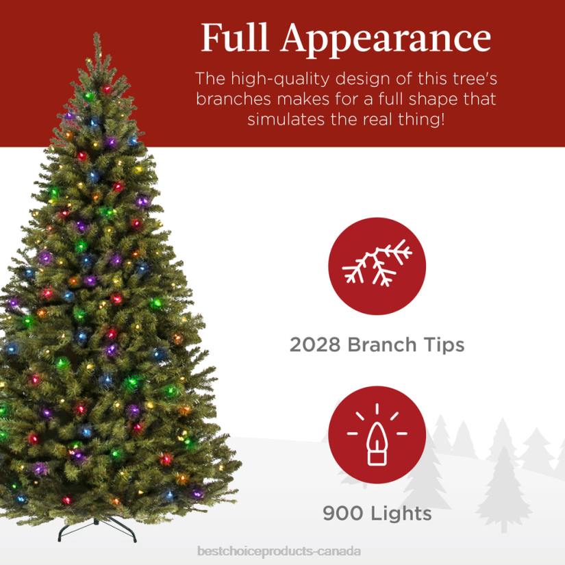 4LT213 Beauty Best Choice Products Pre-Lit Artificial Spruce Christmas Tree w/ Multicolored LED Lights
