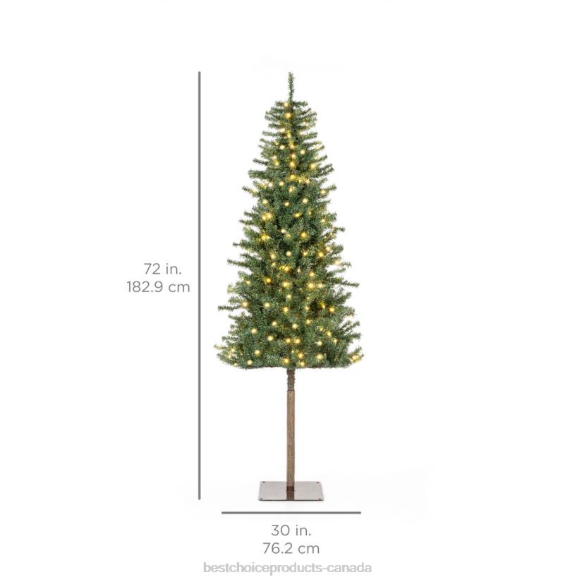4LT2148 Beauty Best Choice Products Pre-Lit Artificial Alpine Slim Pencil Christmas Tree w/ LED Lights, Stand