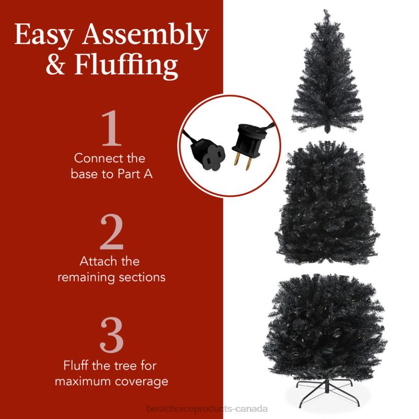 4LT2160 Beauty Best Choice Products Pre-Lit Black Artificial Pencil Holiday Tree