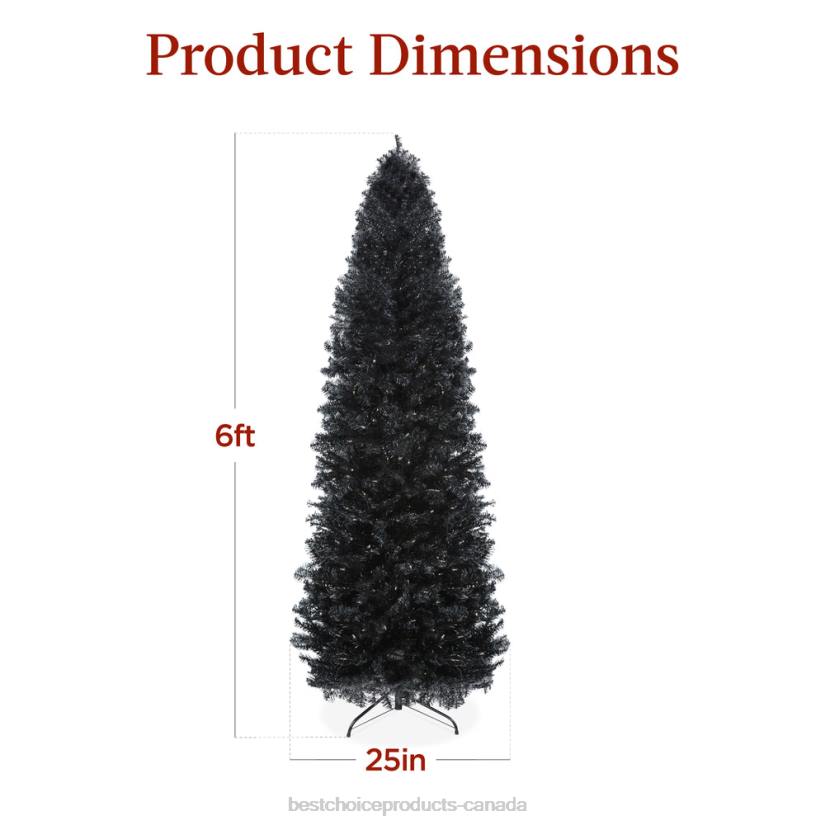 4LT2160 Beauty Best Choice Products Pre-Lit Black Artificial Pencil Holiday Tree