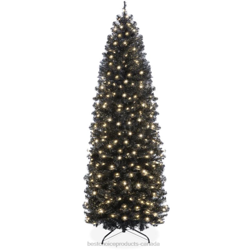 4LT2161 Beauty Best Choice Products Pre-Lit Black Artificial Pencil Holiday Tree