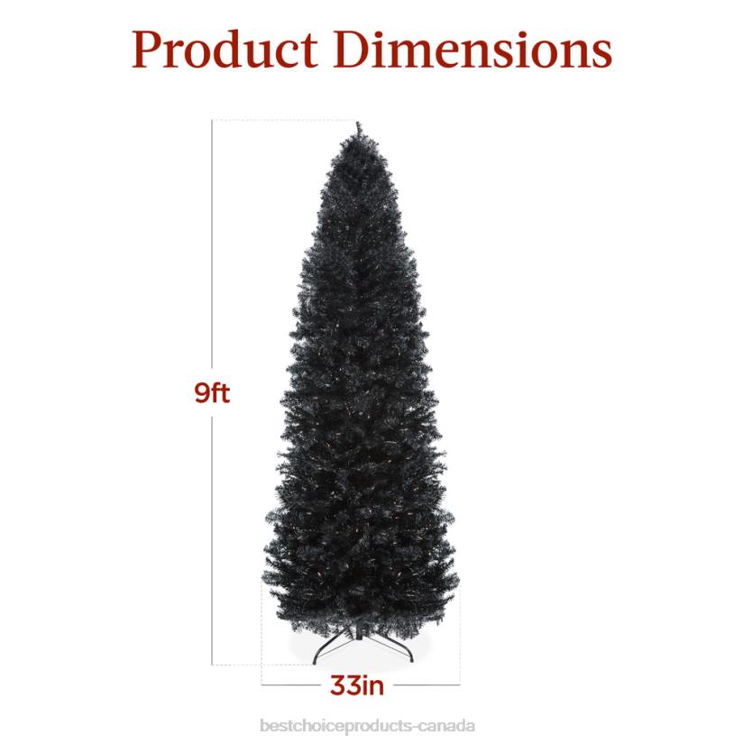 4LT2162 Beauty Best Choice Products Pre-Lit Black Artificial Pencil Holiday Tree
