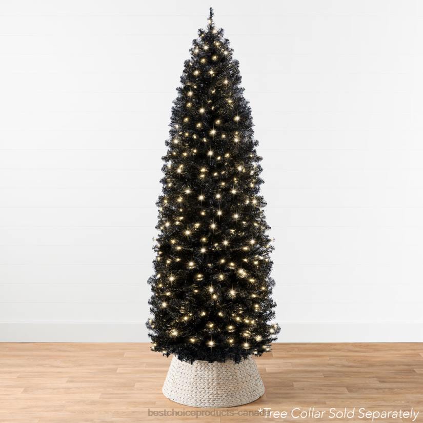 4LT2163 Beauty Best Choice Products Pre-Lit Black Artificial Pencil Holiday Tree
