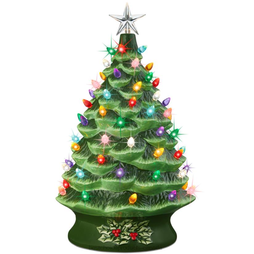 4LT2164 Green Best Choice Products XL Pre-Lit Ceramic Christmas Tree Decoration w/ LED Light, Timer