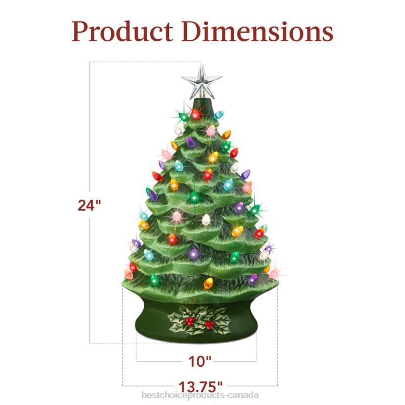 4LT2164 Green Best Choice Products XL Pre-Lit Ceramic Christmas Tree Decoration w/ LED Light, Timer