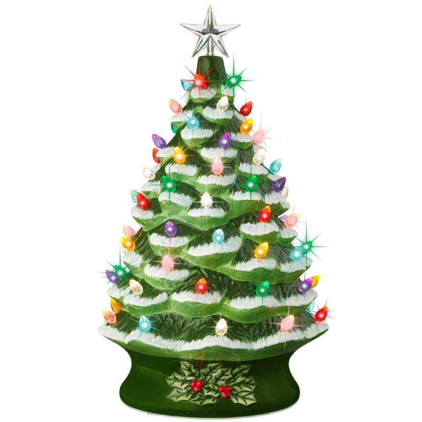 4LT2165 Flocked/Green Best Choice Products XL Pre-Lit Ceramic Christmas Tree Decoration w/ LED Light, Timer