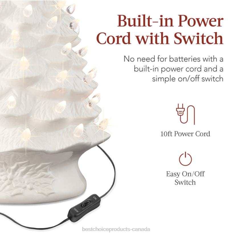 4LT2166 White Best Choice Products XL Pre-Lit Ceramic Christmas Tree Decoration w/ LED Light, Timer