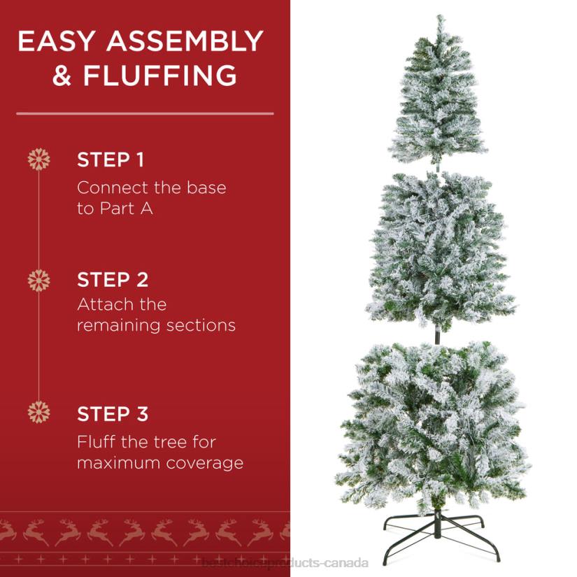 4LT2167 Beauty Best Choice Products Pre-Lit Snow Flocked Artificial Pencil Christmas Tree