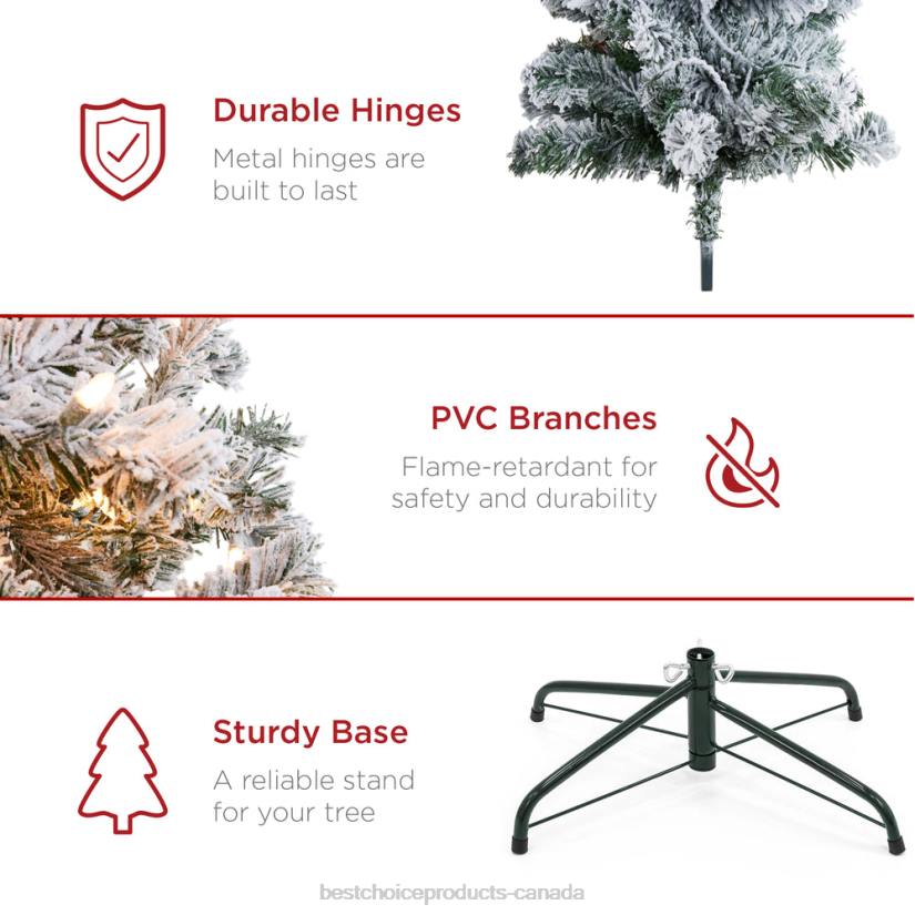 4LT2170 Beauty Best Choice Products Pre-Lit Snow Flocked Artificial Pencil Christmas Tree