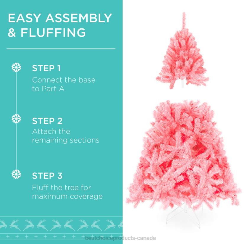 4LT2173 Metal Stand Best Choice Products Pre-Lit Artificial Pink Christmas Tree w/ Incandescent Lights