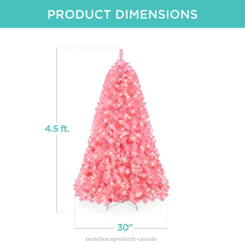 4LT2173 Metal Stand Best Choice Products Pre-Lit Artificial Pink Christmas Tree w/ Incandescent Lights