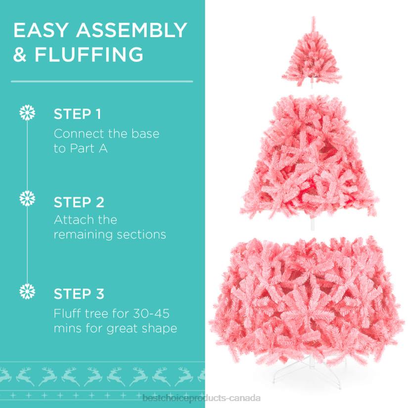 4LT2174 Metal Stand Best Choice Products Pre-Lit Artificial Pink Christmas Tree w/ Incandescent Lights