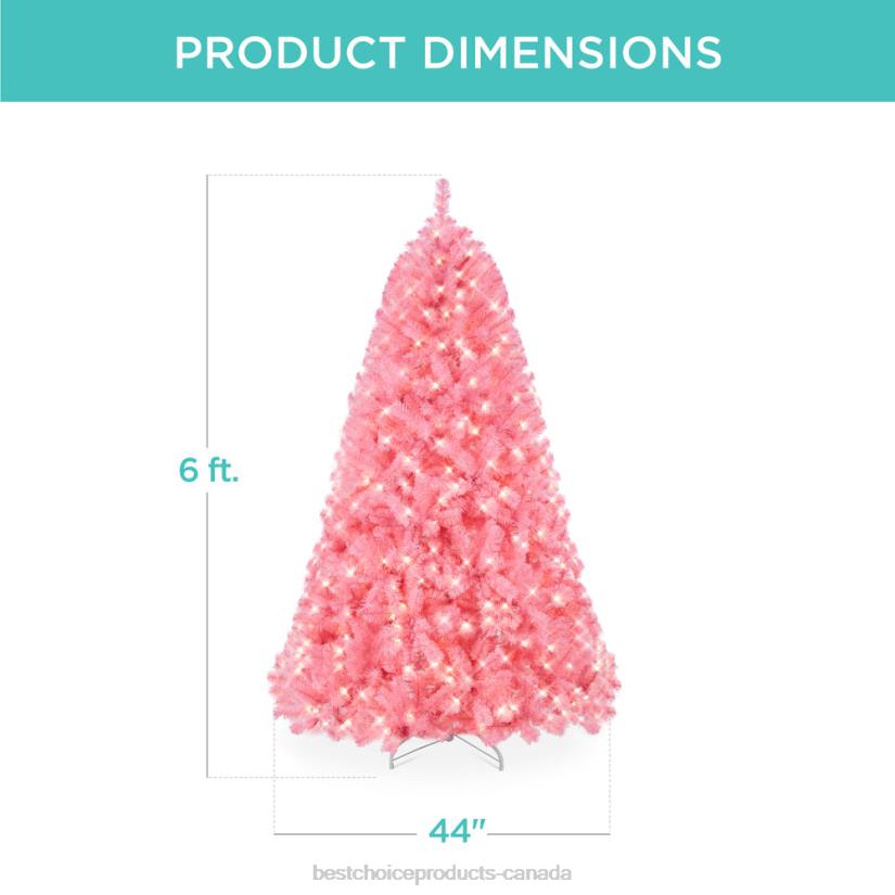 4LT2174 Metal Stand Best Choice Products Pre-Lit Artificial Pink Christmas Tree w/ Incandescent Lights