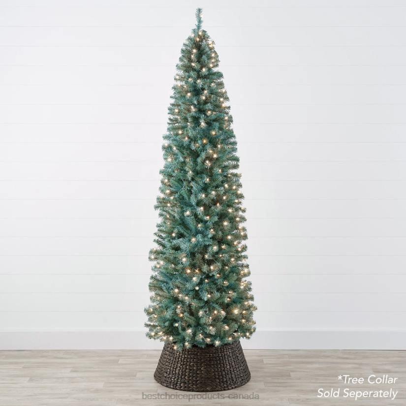 4LT2201 Beauty Best Choice Products Pre-Lit Blue Spruce Pencil Christmas Tree w/ Metal Base, Incandescent Lights