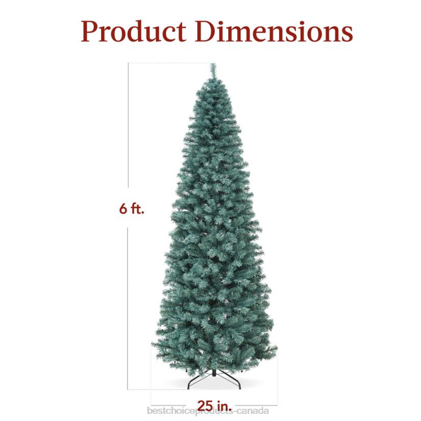 4LT2201 Beauty Best Choice Products Pre-Lit Blue Spruce Pencil Christmas Tree w/ Metal Base, Incandescent Lights
