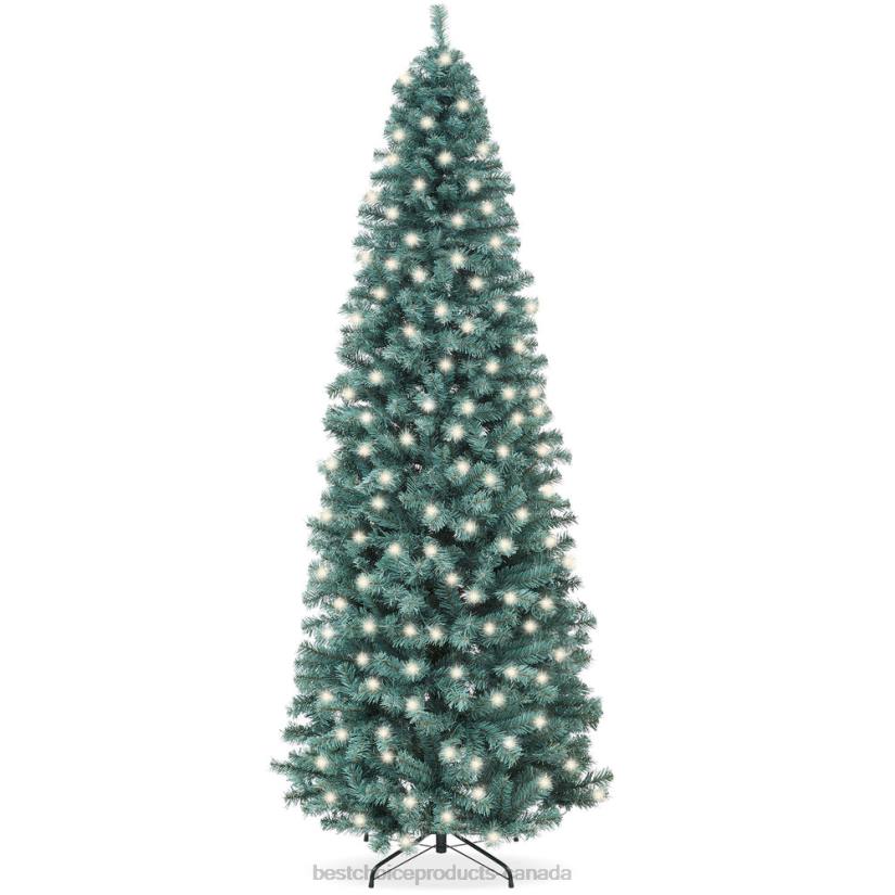 4LT2202 Beauty Best Choice Products Pre-Lit Blue Spruce Pencil Christmas Tree w/ Metal Base, Incandescent Lights