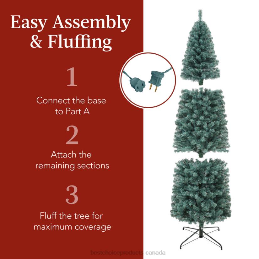 4LT2202 Beauty Best Choice Products Pre-Lit Blue Spruce Pencil Christmas Tree w/ Metal Base, Incandescent Lights