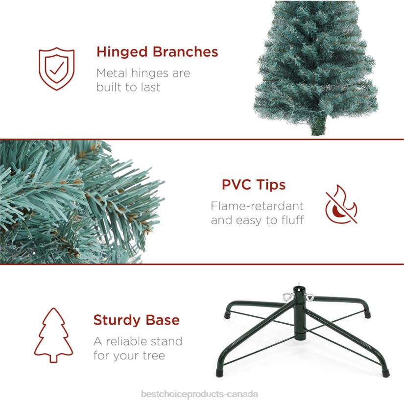 4LT2203 Beauty Best Choice Products Pre-Lit Blue Spruce Pencil Christmas Tree w/ Metal Base, Incandescent Lights