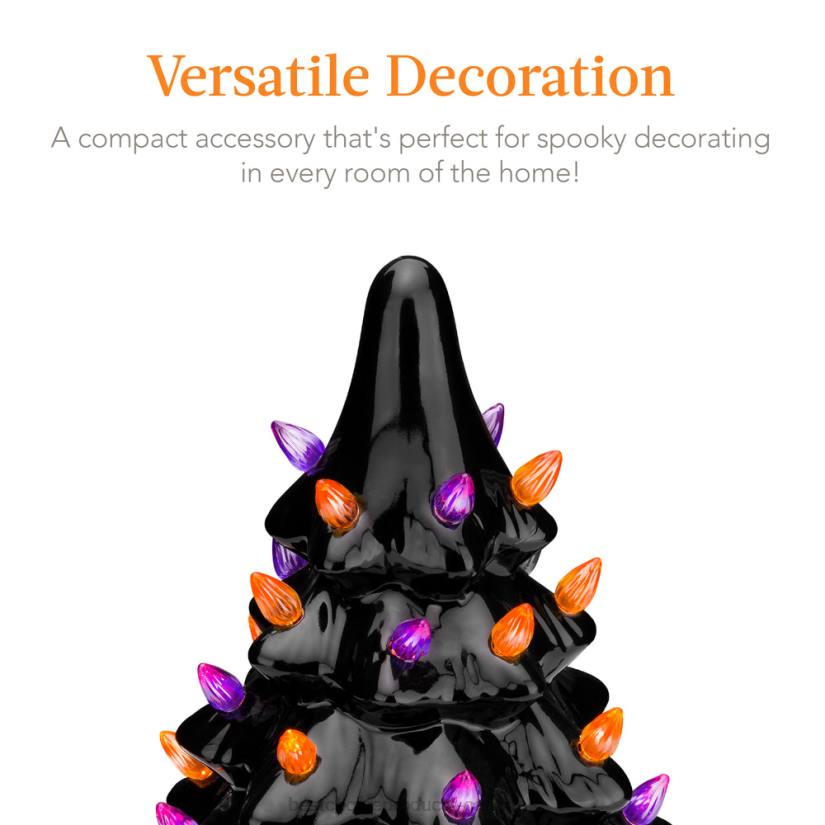 4LT2219 Black Best Choice Products Ceramic Halloween Tabletop Tree w/ Orange & Purple Bulb Lights