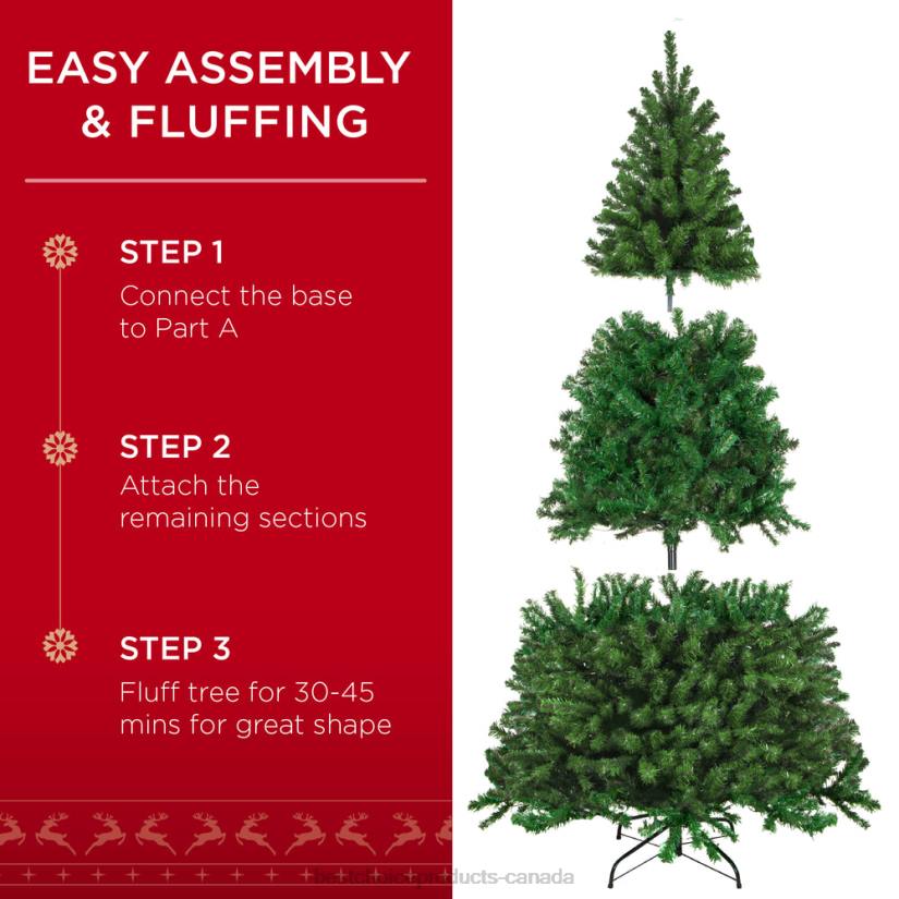 4LT222 Beauty Best Choice Products Pre-Lit Artificial Spruce Christmas Tree w/ Foldable Metal Base