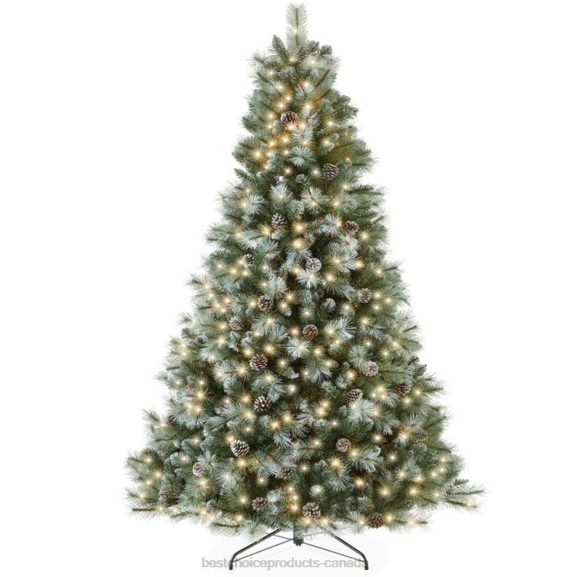 4LT2233 Metal Stand Best Choice Products Pre-Lit Frosted Artificial Scotch Pine Christmas Tree