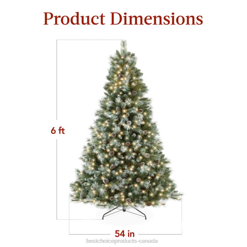 4LT2233 Metal Stand Best Choice Products Pre-Lit Frosted Artificial Scotch Pine Christmas Tree