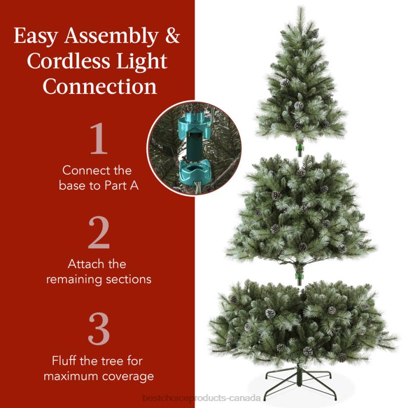 4LT2234 Metal Stand Best Choice Products Pre-Lit Frosted Artificial Scotch Pine Christmas Tree