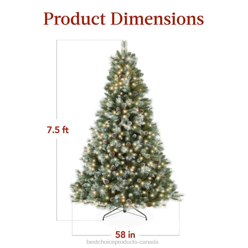 4LT2234 Metal Stand Best Choice Products Pre-Lit Frosted Artificial Scotch Pine Christmas Tree