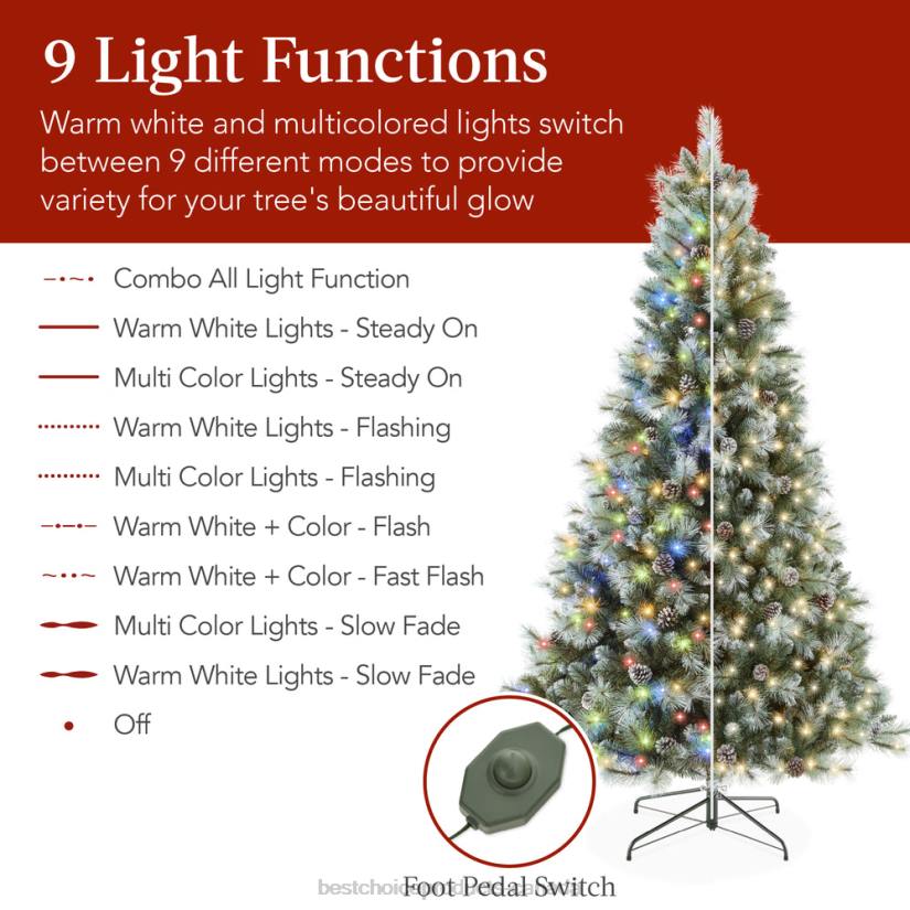 4LT2235 Metal Stand Best Choice Products Pre-Lit Frosted Artificial Scotch Pine Christmas Tree
