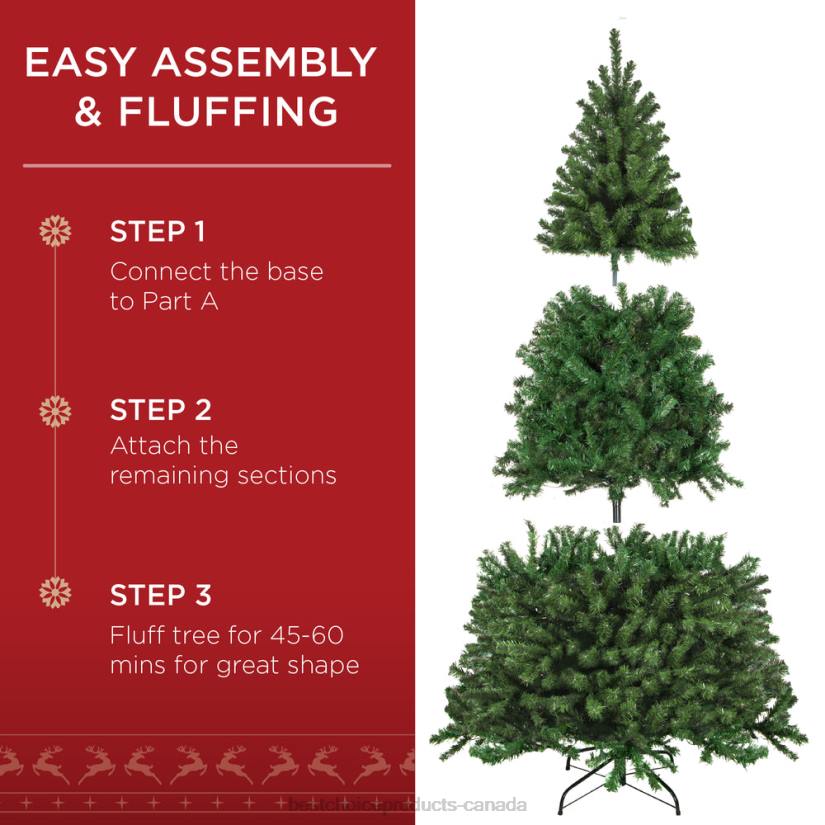 4LT223 Beauty Best Choice Products Pre-Lit Artificial Spruce Christmas Tree w/ Foldable Metal Base