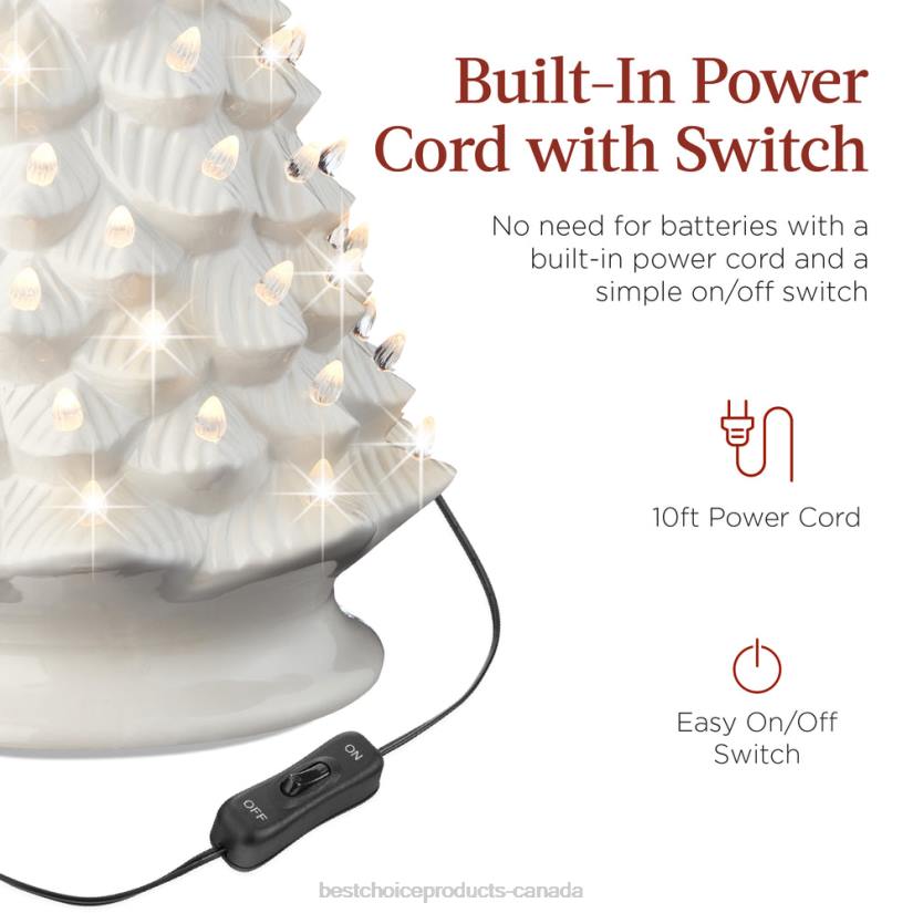 4LT2240 White Best Choice Products Large Pre-Lit Ceramic Christmas Tree Decoration w/ LED Light, Timer