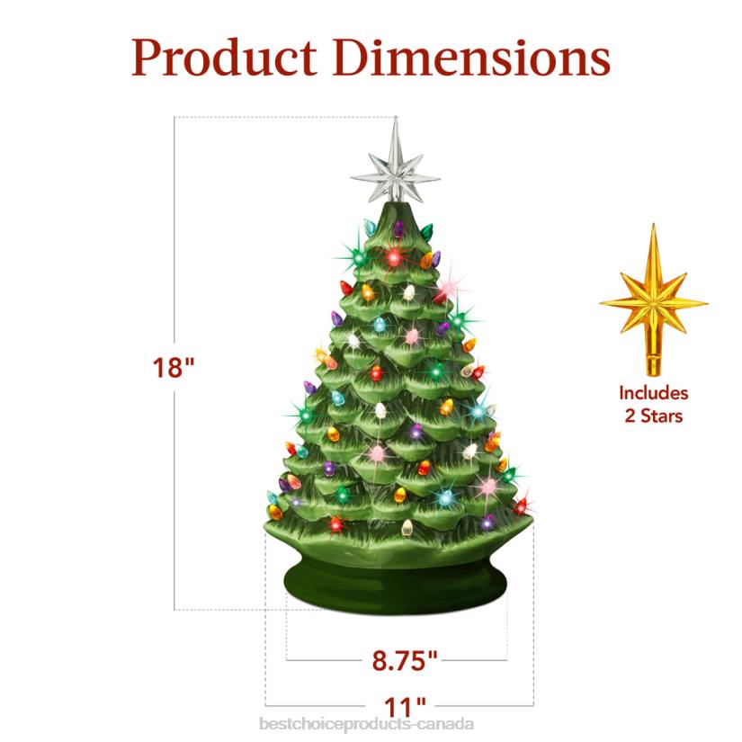 4LT2241 Green Best Choice Products Large Pre-Lit Ceramic Christmas Tree Decoration w/ LED Light, Timer