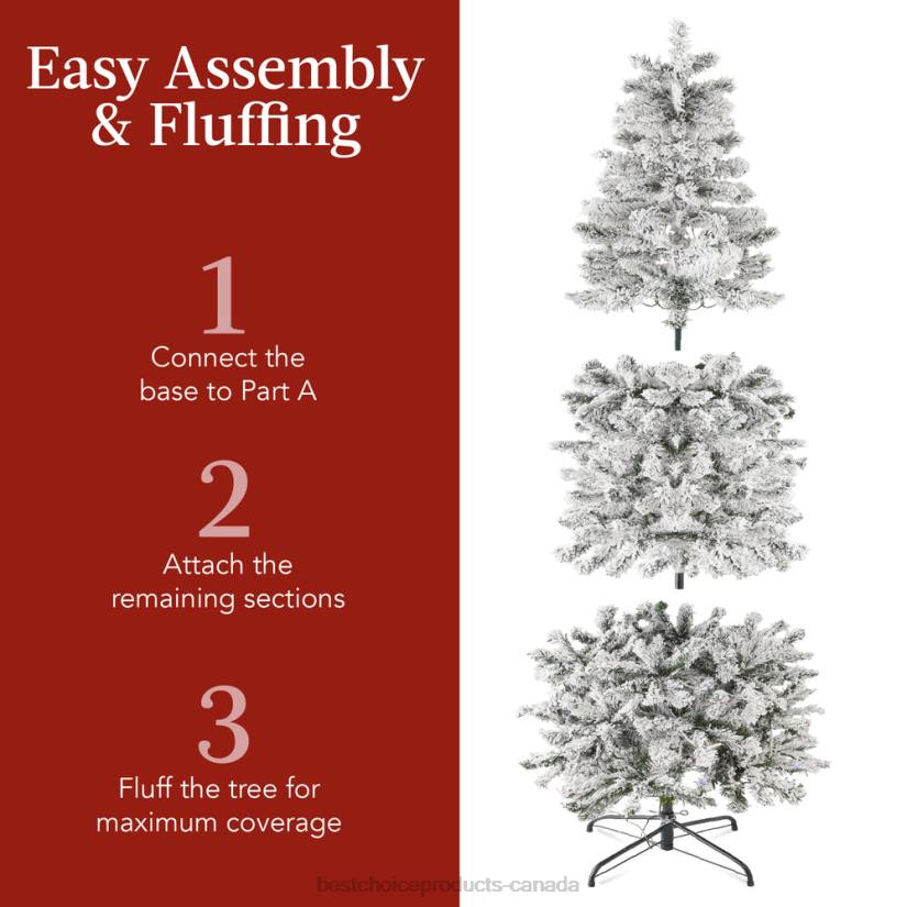 4LT2254 Beauty Best Choice Products Pre-Lit Snow Flocked Artificial Pencil Christmas Tree w/ Multicolor Lights