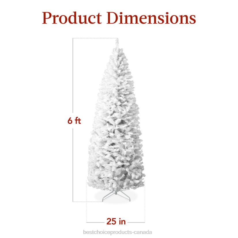 4LT2256 Beauty Best Choice Products Pre-Lit White Pencil Christmas Tree w/ Metal Base, Incandescent Lights