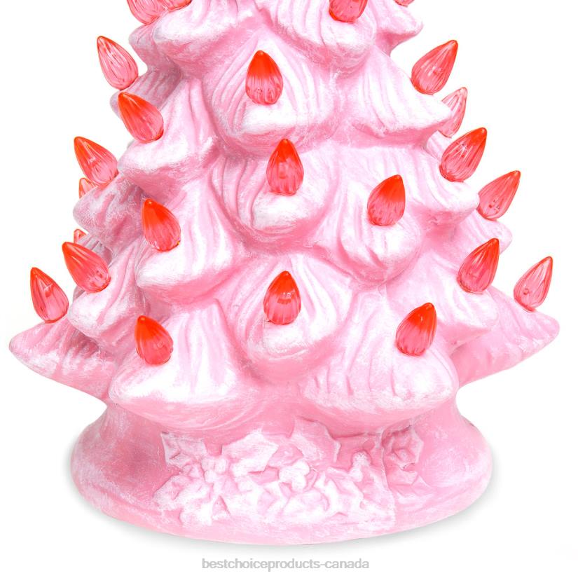 4LT2266 Pink Best Choice Products 11in Pre-Lit Hand-Painted Ceramic Tabletop Christmas Tree w/ Lights