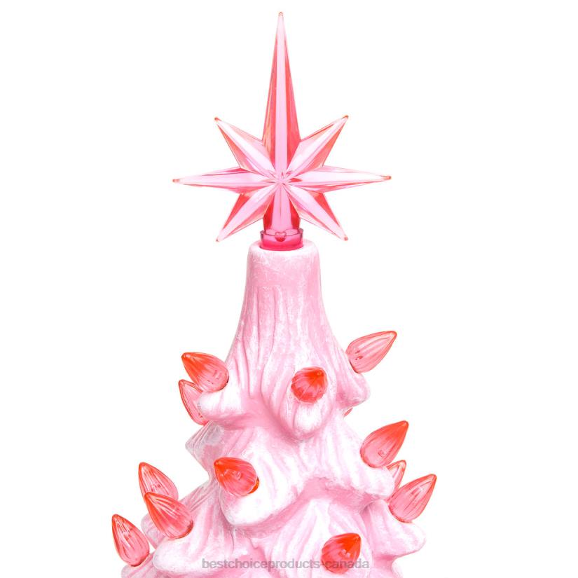 4LT2266 Pink Best Choice Products 11in Pre-Lit Hand-Painted Ceramic Tabletop Christmas Tree w/ Lights