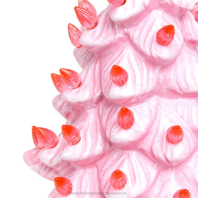 4LT2266 Pink Best Choice Products 11in Pre-Lit Hand-Painted Ceramic Tabletop Christmas Tree w/ Lights