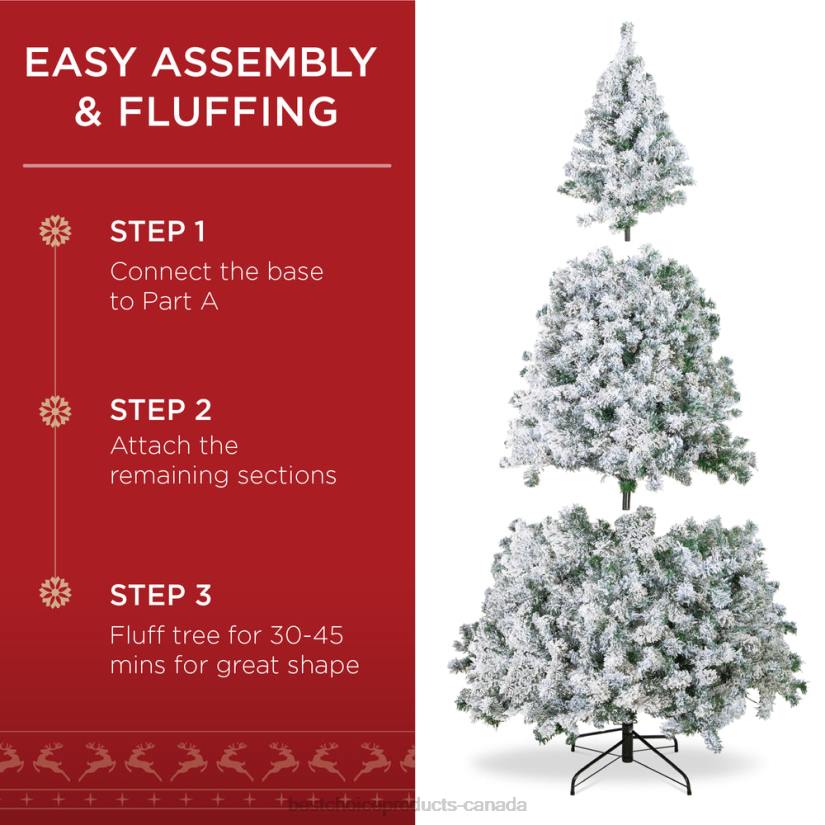 4LT227 Beauty Best Choice Products Pre-Lit Snow Flocked Artificial Pine Christmas Tree w/ Multicolored Lights