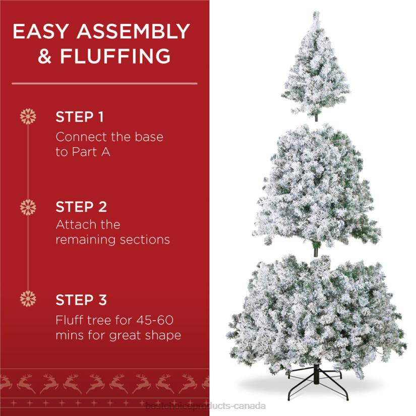 4LT228 Beauty Best Choice Products Pre-Lit Snow Flocked Artificial Pine Christmas Tree w/ Multicolored Lights